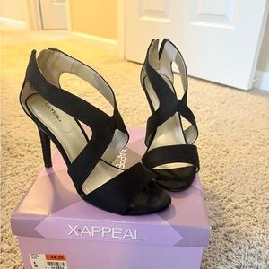 X-Appeal Black Strappy Heels for Women